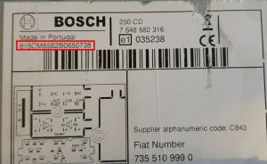 Numéro de série Bosch autoradio Fiat